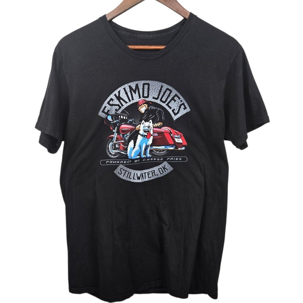 Eskimo Joes ‎ Graphic T Shirt Stillwater OK Biker Motorcycle Dog Tee Mens Large?